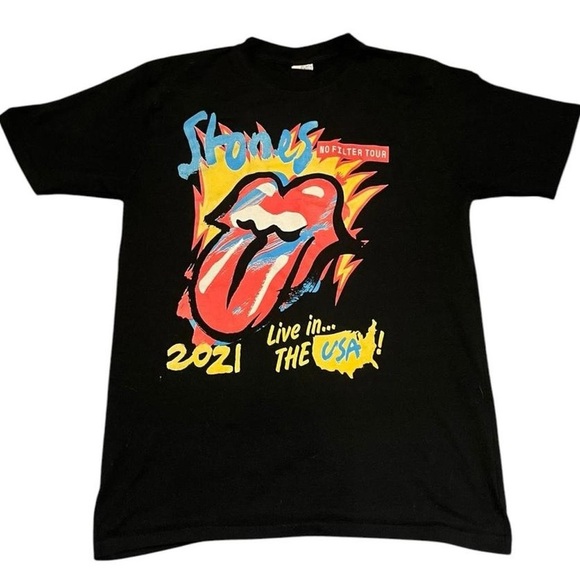 The Rolling Stones No Filter Tour 2021 black cotton t-shirt #TheRollingStones - Picture 1 of 6